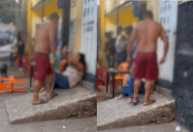 Vídeo: homem chicoteia mulher em frente a bar em Santa Luzia