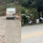 Vídeo: estudantes se desesperam ao ver ônibus de colegas atravessar a pista na BR-367