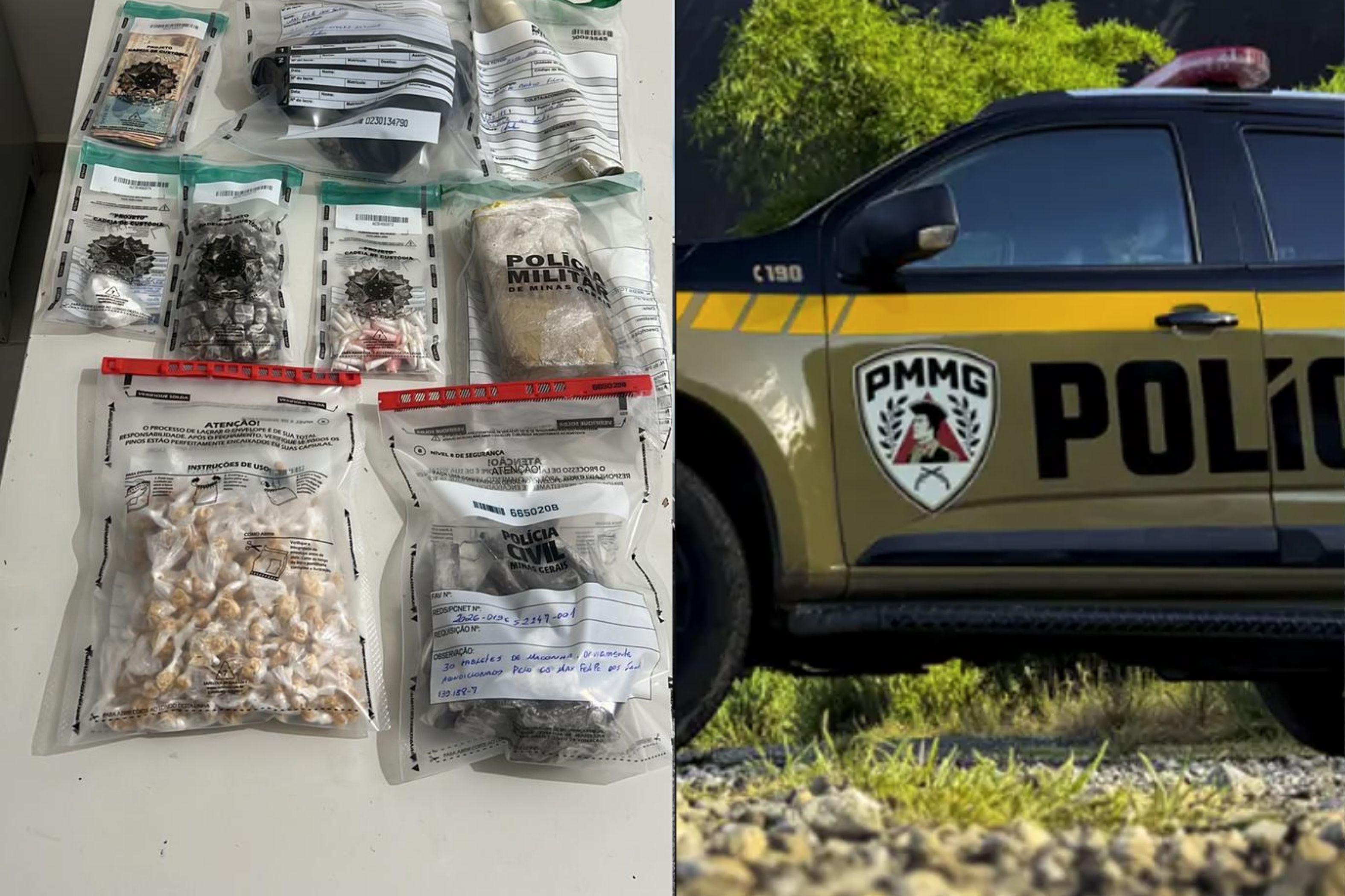 PM prende traficante e apreende drogas em muro de cemitério no interior de MG