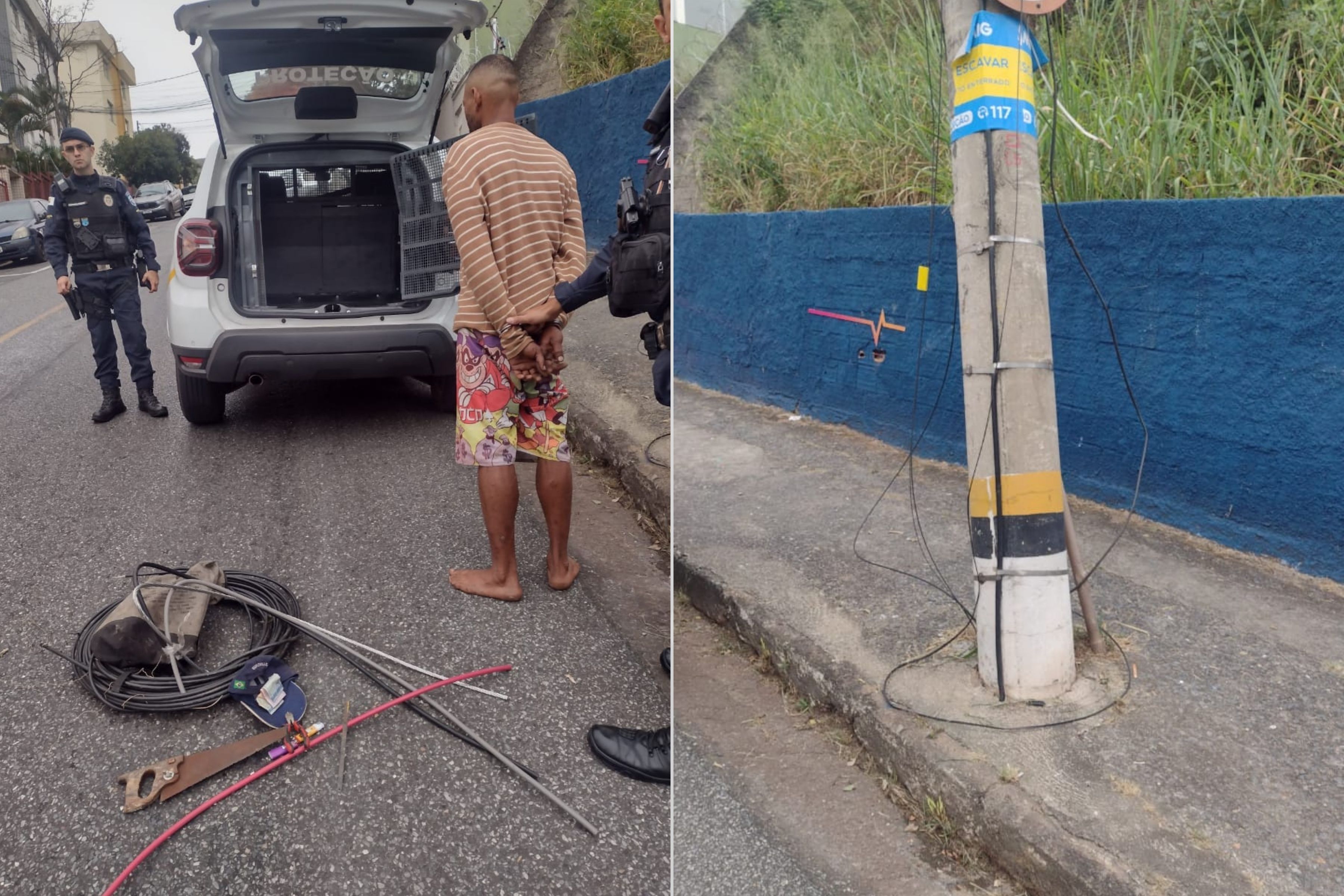 Suspeito de furtar cabos de energia em BH é detido pela Guarda Civil