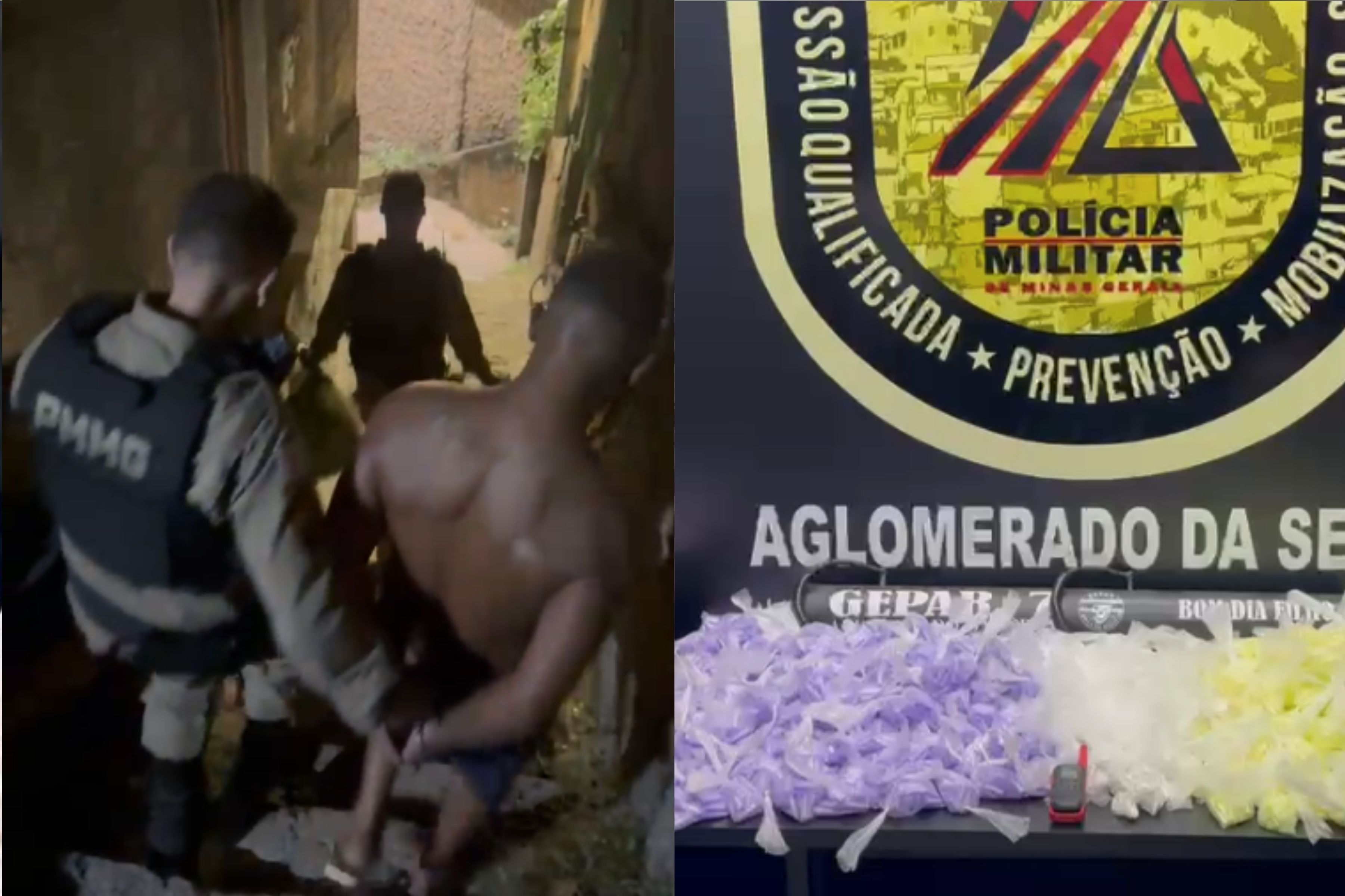 Vídeo: suspeito é preso no Aglomerado da Serra, em BH, com 19 mil pinos de cocaína