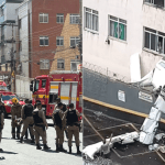 Bombeiros realizam resgate de vítimas do acidente de avião em BH