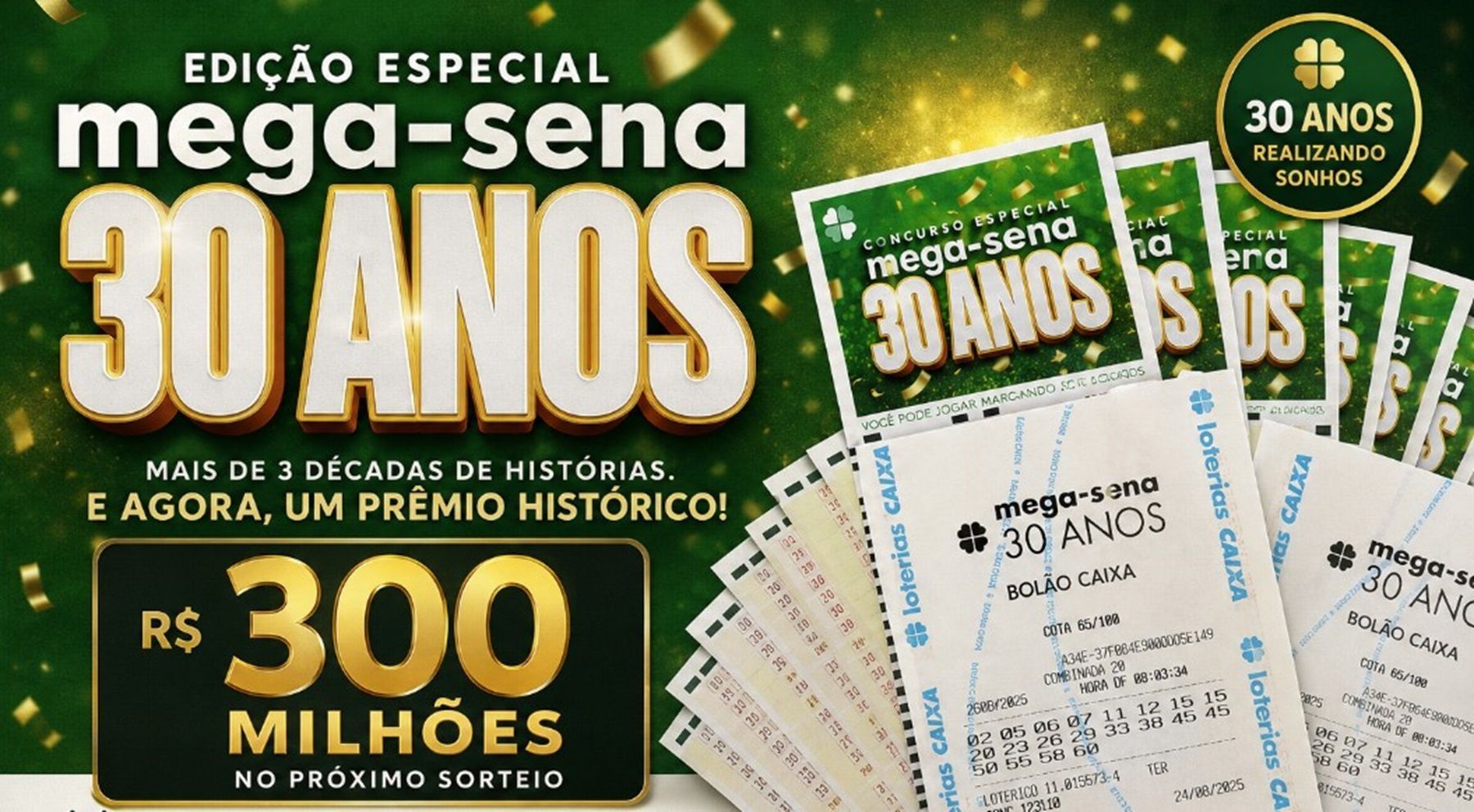 Mega-Sena 30 anos: veja dezenas sorteadas pelo ChatGPT, Gemini e NotebookLM