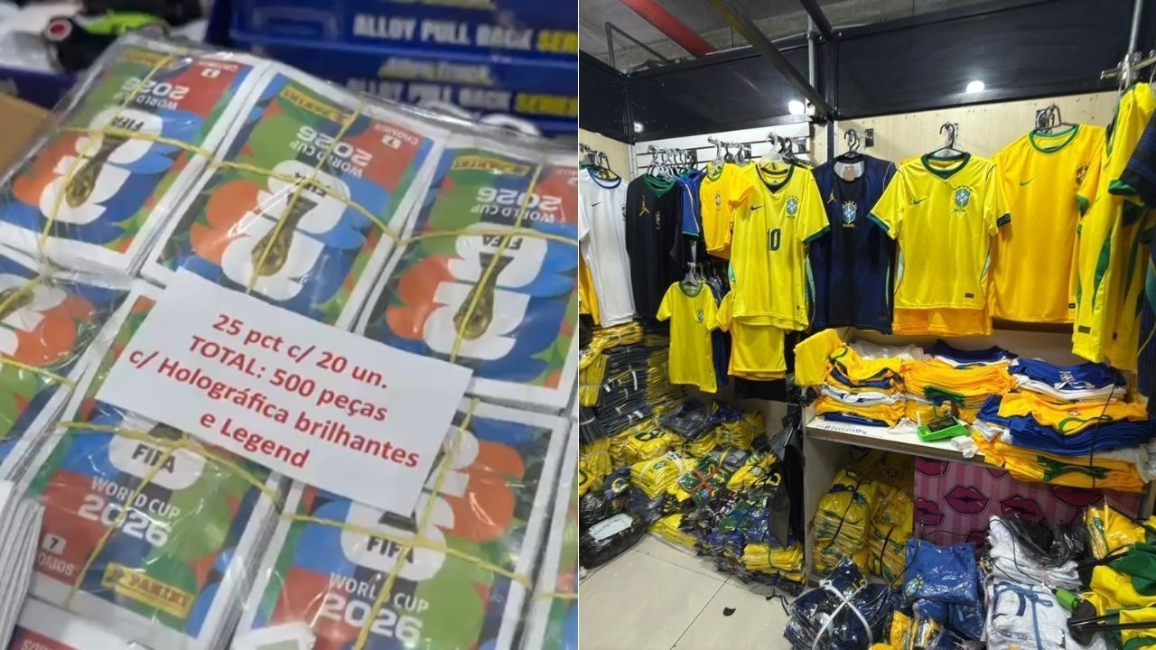 Polícia apreende camisas falsas da Seleção e 85 mil figurinhas em SP; 5 são presos