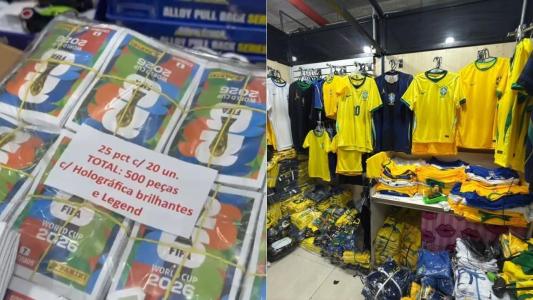 Polícia apreende camisas falsas da Seleção e 85 mil figurinhas em SP; 5 são presos