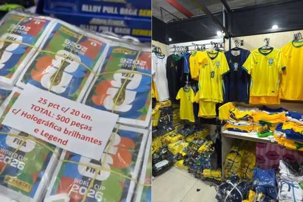 Polícia apreende camisas falsas da Seleção e 85 mil figurinhas em SP; 5 são presos