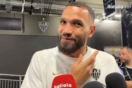 Everson, goleiro do Atlético, em entrevista na zona mista da Arena MRV