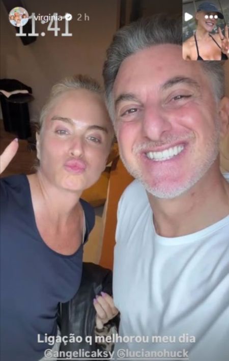 Virginia mostra vídeo-chamada com Luciano Huck e Angelica • Redes Sociais/ Reprodução