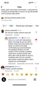 Comentário polêmico respondido por Edu, campeão pelo Cruzeiro • Reprodução / Instagram