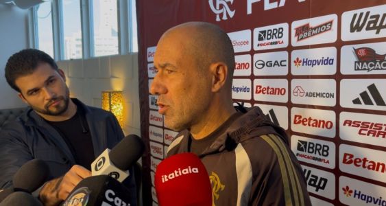 Leonardo Jardim em entrevista do Flamengo em Porto Alegre