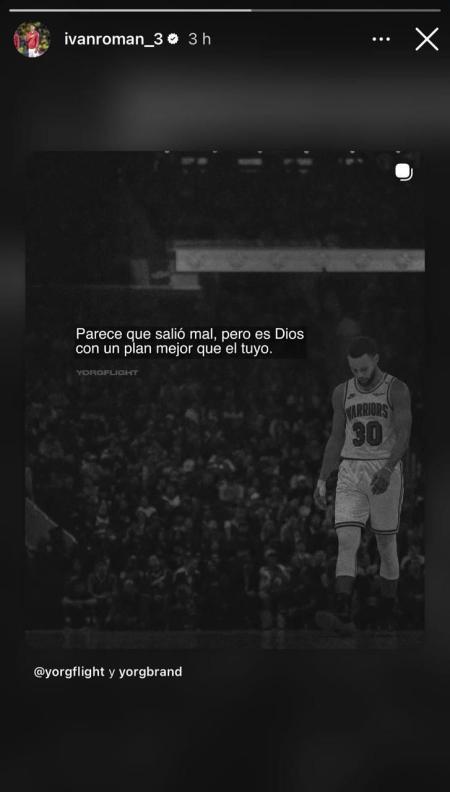 Post de Ivan Román no Instagram após ficar fora de jogo do Atlético • Reprodução / Instagram / Ivan Román