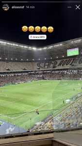 Story de Alisson Santana na Arena MRV, palco da final entre Atlético e Athletico-PR pela Copa do Brasil Sub-17 • Instagram / Alisson Santana