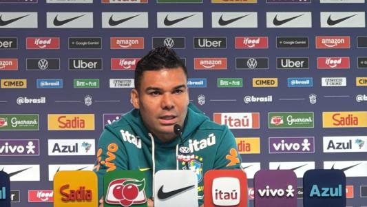 Casemiro foi o primeiro atleta da Seleção a falar com os jornalistas • Guilherme Abrahão/Itatiaia