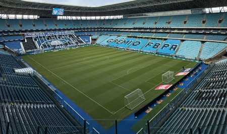 Arena do Grêmio, em Porto Alegre, preparada para jogo do Brasileirão 2026