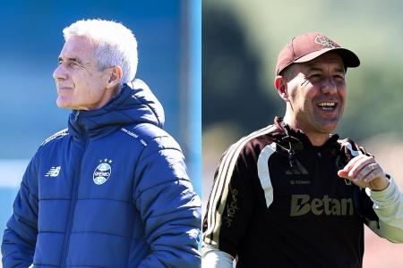 Luís Castro e Leonardo Jardim, treinadores portugueses de Grêmio e Flamengo, respectivamente