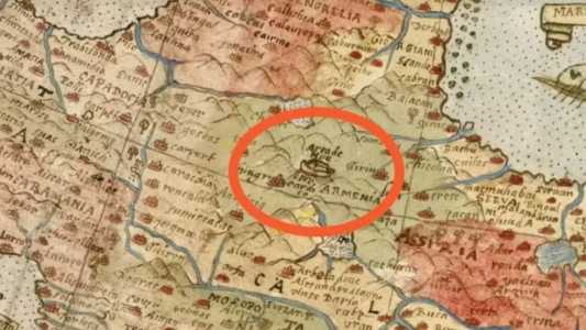 Mapa-múndi de 1587 indica que a localização final da bíblica Arca de Noé
