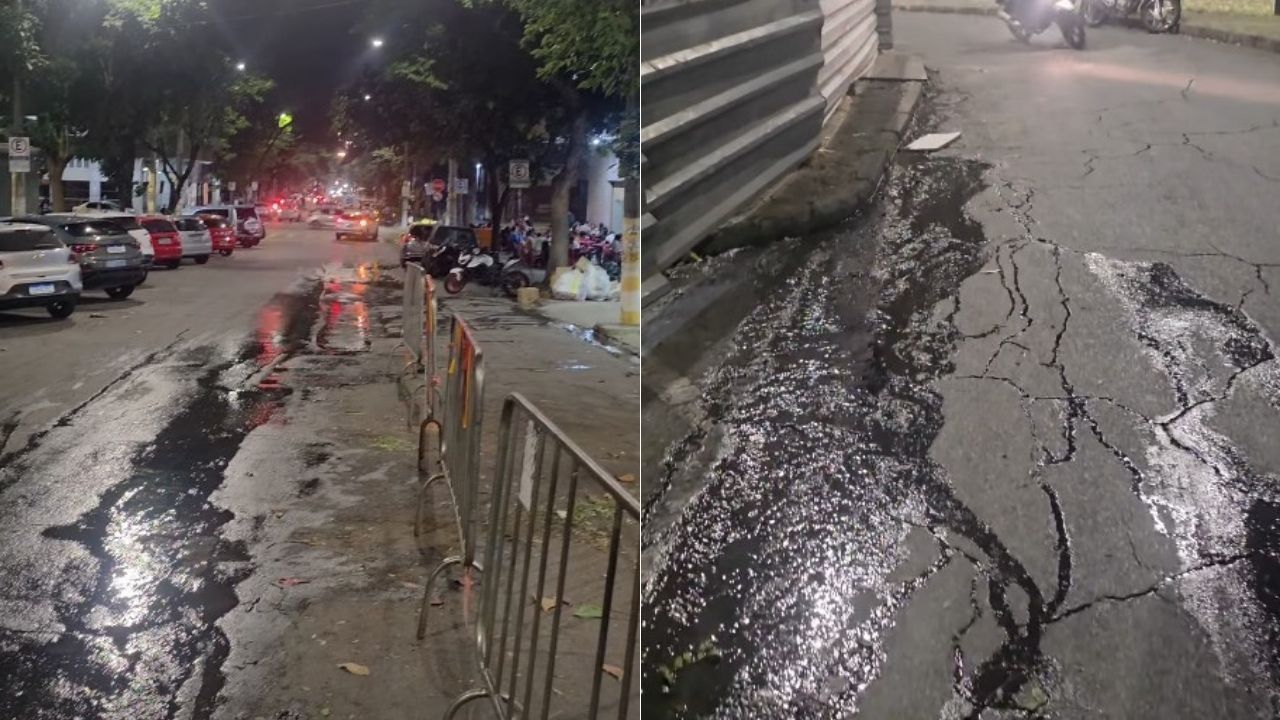 Esgoto vaza há cinco dias e obriga dono a fechar bar no Centro de BH 