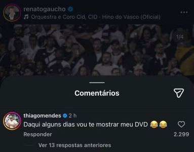 "Provocação" de Thiago Mendes a Renato Gaúcho após vitória do Vasco • Reprodução / Instagram