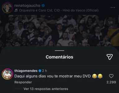 "Provocação" de Thiago Mendes a Renato Gaúcho após vitória do Vasco • Reprodução / Instagram