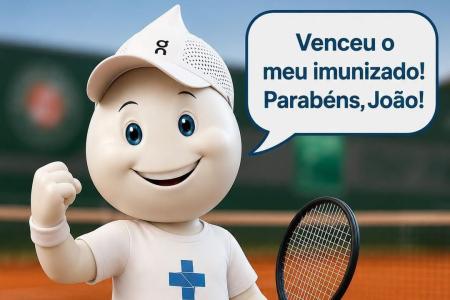 Zé Gotinha parabeniza tenista brasileiro