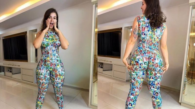 Miss Bumbum transforma corpo em 'álbum vivo' com figurinhas de jogadores da Copa