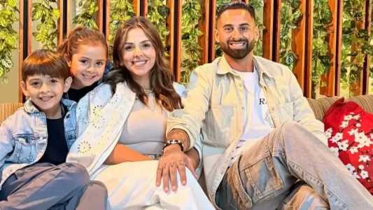 Lucas Trejo, Yanina Maranella, esposa do atleta, e os filhos do casal, Aarón e Ainhoa Trejo