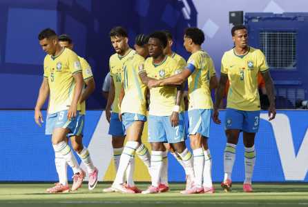 Seleção Brasileira celebra gol na Copa do Mundo de 2026
