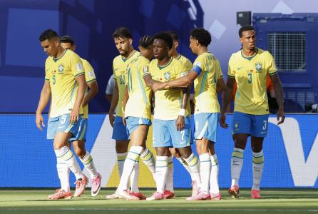 Seleção Brasileira celebra gol na Copa do Mundo de 2026