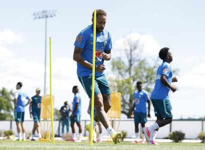 Neymar, em treino da Seleção Brasileira
