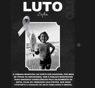 Câmara faz homenagem a filha de vereador que morreu na piscina de casa • Reprodução/Câmara de Porto dos Gaúchos