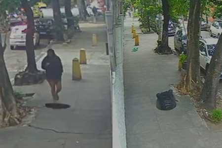 Mulher acaba 'engolida' após cair em bueiro com tampa mal encaixada