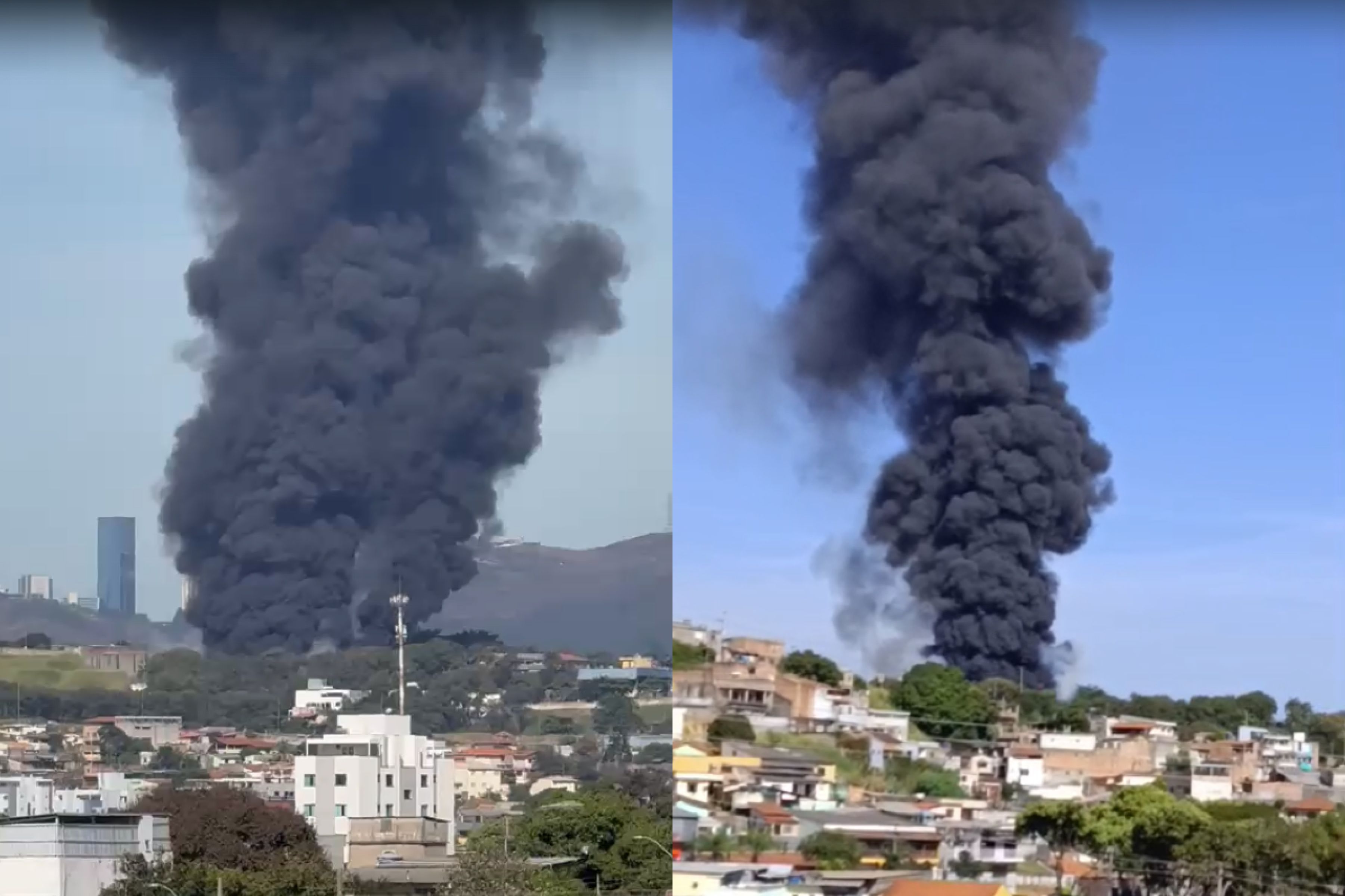 Vídeo: incêndio de grandes proporções causa fumaça preta gigante em BH