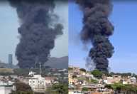 Vídeo: incêndio de grandes proporções causa fumaça preta gigante em BH