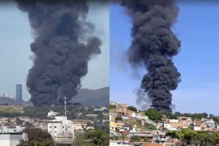 Incêndio de grandes proporções causa fumaça preta gigante em BH