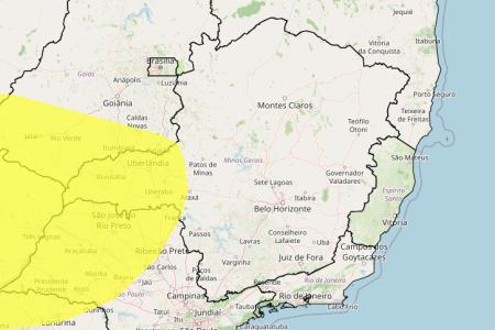 Tempestade e granizo em MG: veja lista das 53 cidades sob alerta neste domingo (14) • Reprodução/ Inmet