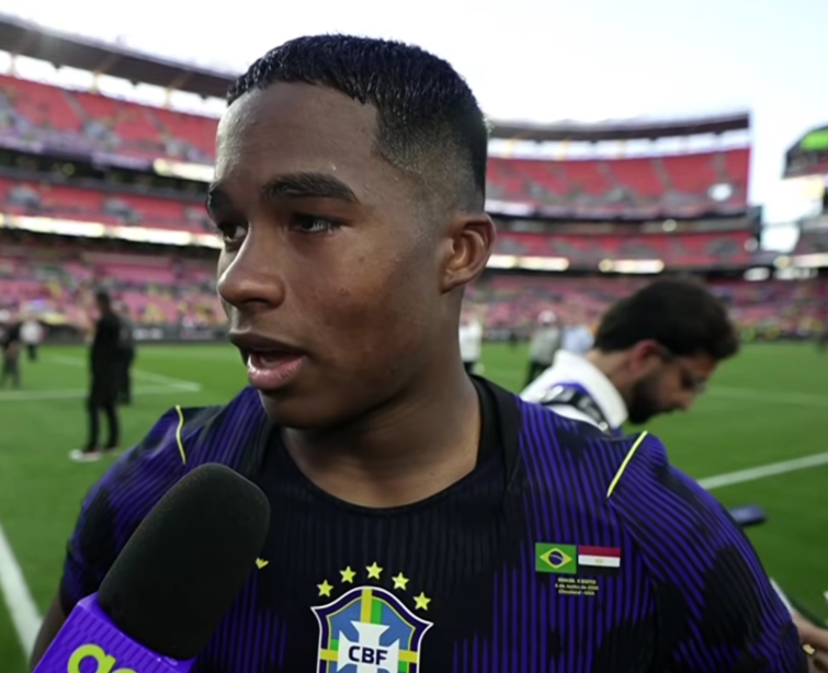 Endrick celebra gol contra o Egito e se declara à Seleção Brasileira