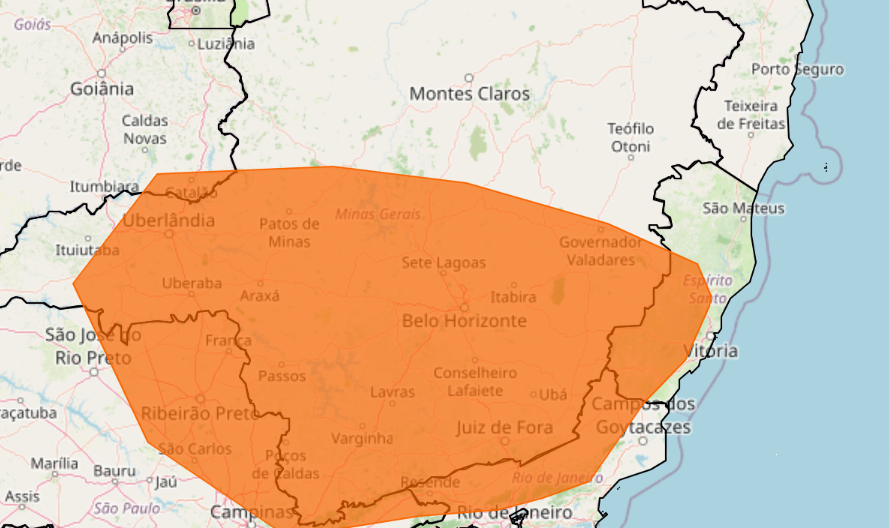 Inmet publica alerta de perigo para tempestade no Sul de Minas