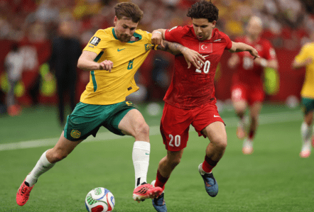Lance de Austrália x Turquia, pela Copa do Mundo de 2026 •