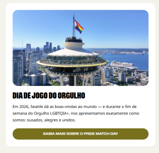 Site de Seattle na Copa com o destaque para o "Jogo do Orgulho" • Reprodução