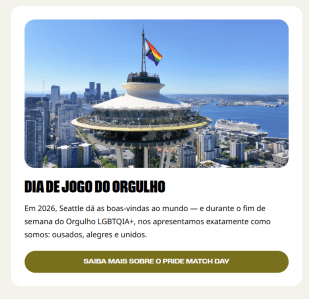 Site de Seattle na Copa com o destaque para o "Jogo do Orgulho" • Reprodução