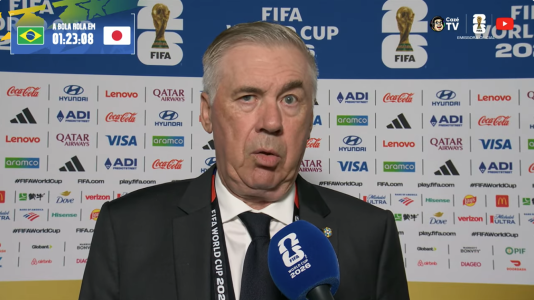 Carlo Ancelotti, técnico do Brasil, em entrevista à CazéTV durante a Copa do Mundo 2026