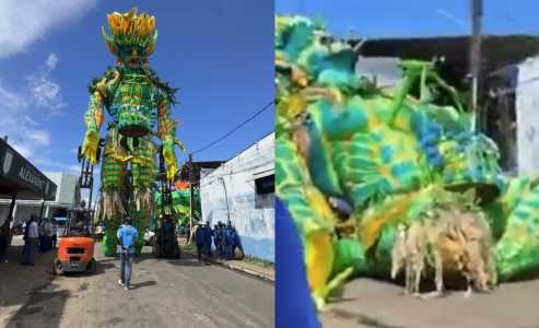 Alegoria despencou na manhã dessa segunda-feira (22)