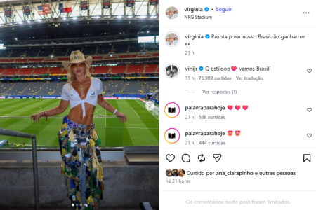 Comentário de Vini Jr em postagem de Virginia • Reprodução | Redes Sociais