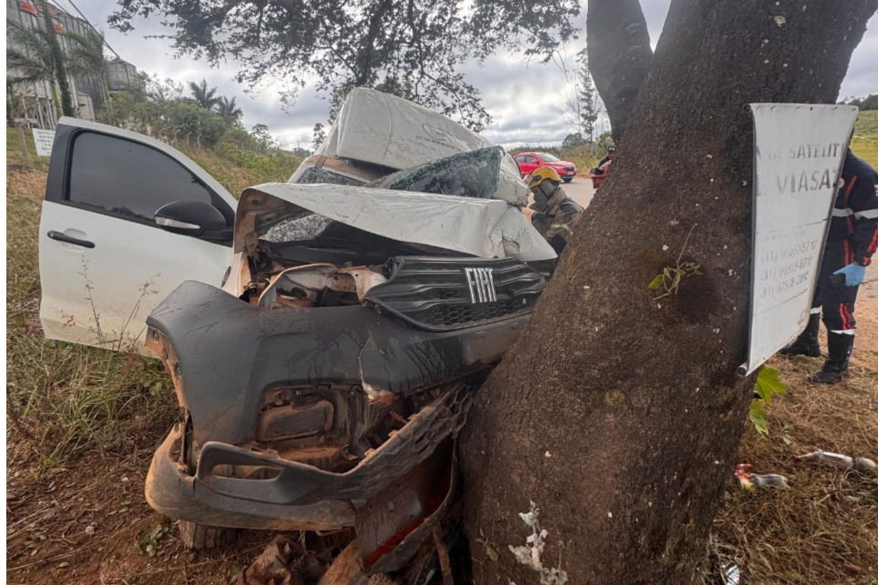 Homem fica ferido após colisão com árvore em Madre de Deus de Minas