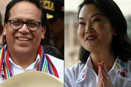 candidatos à presidência do Peru Roberto Sánchez e Keiko Fujimori