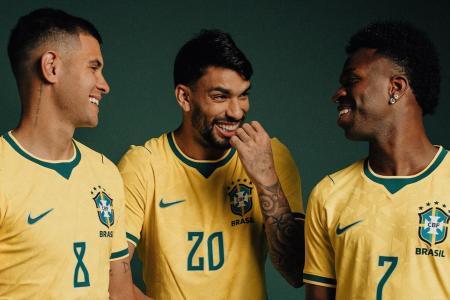 Bruno Guimarães. Lucas Paquetá e Vinicius Júnior pela Seleção Brasileira