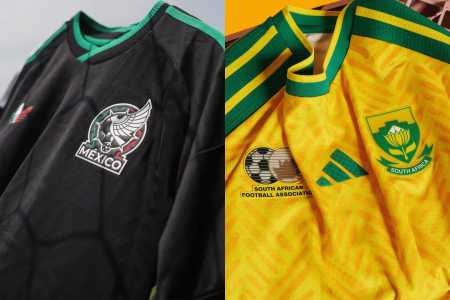 Uniformes utilizados por México e África do Sul na estreia do Mundial