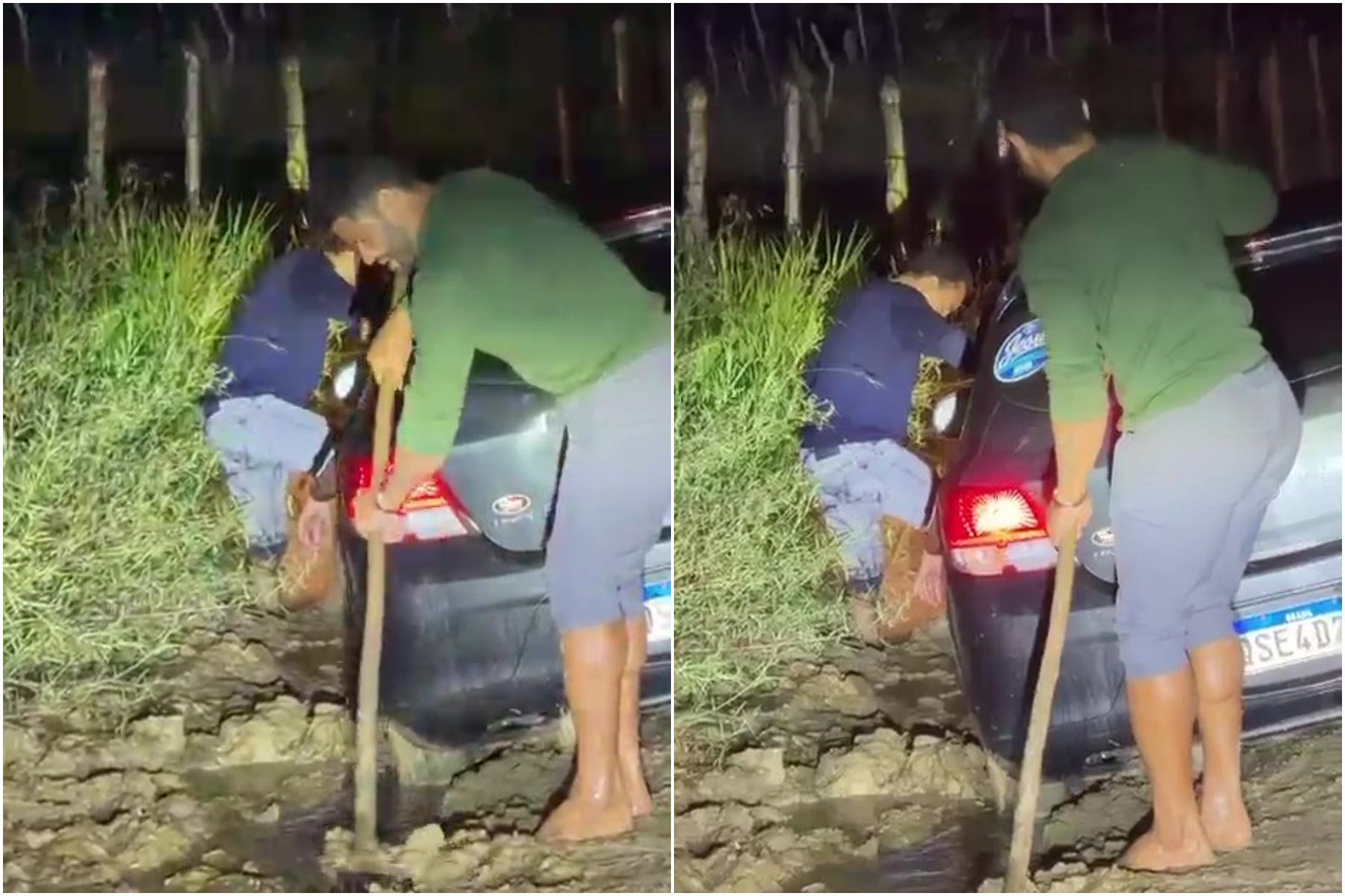 Hulk ajuda a retirar carro atolado em lama na zona rural de Campina Grande; veja vídeo