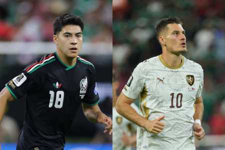 Obed Vargas (à esq.), do México, e Patrik Schick (à dir.), da República Tcheca