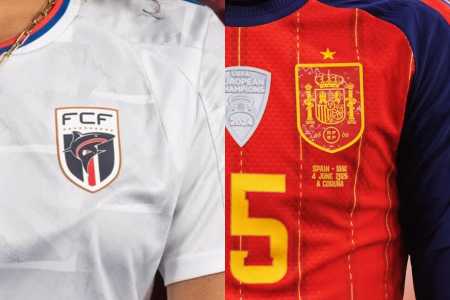 Uniformes utilizados na partida de Espanha x Cabo Verde nesta segunda-feira